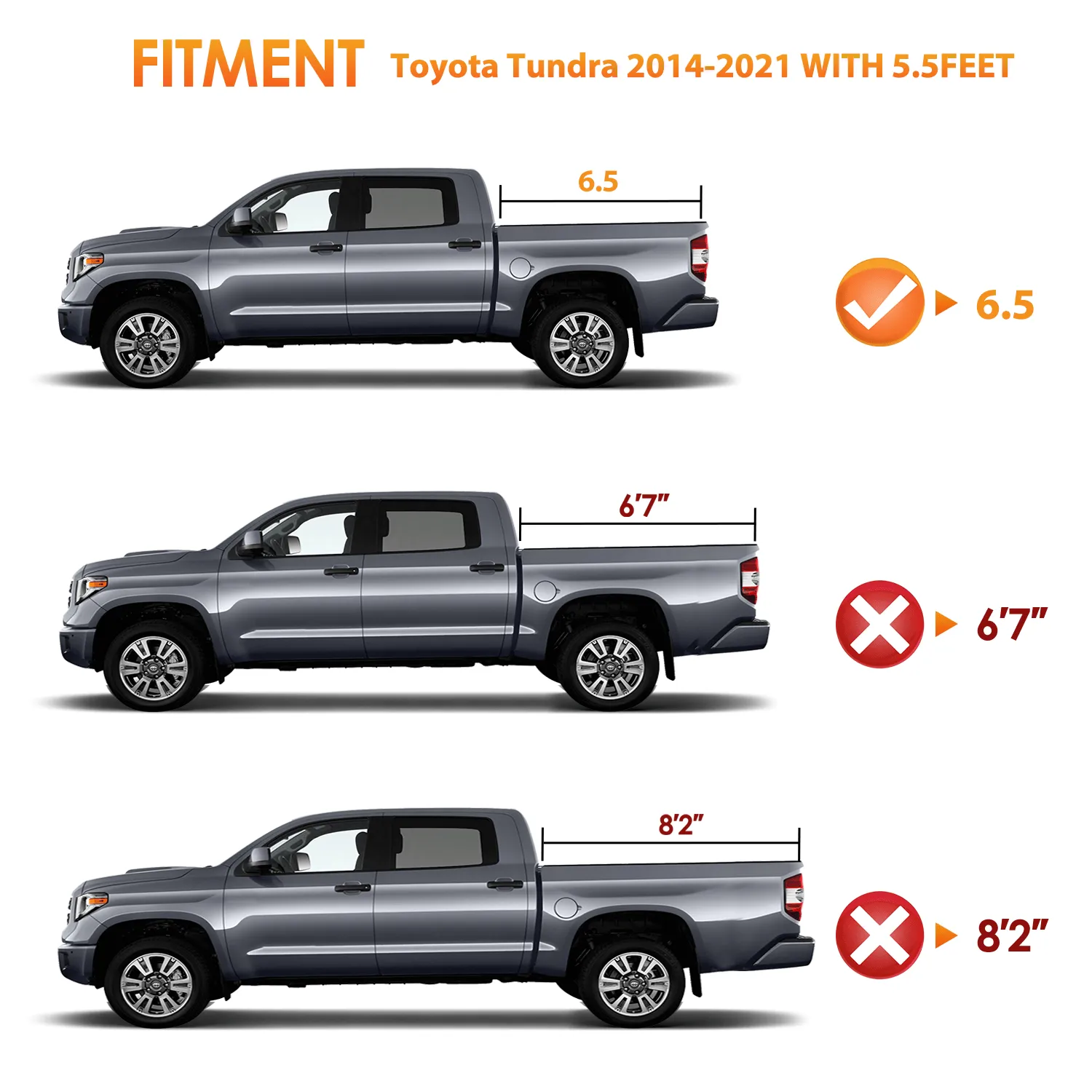 2014-2021 Toyota Tundra  6.5ft Soft Roll Up Truck Tonneau Cover