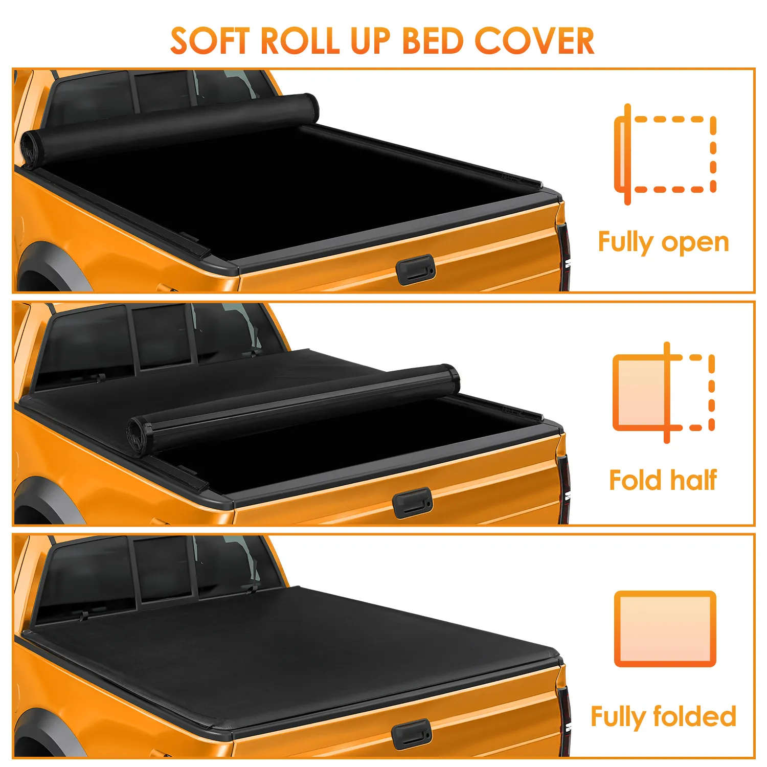 2014-2021 Toyota Tundra  6.5ft Soft Roll Up Truck Tonneau Cover