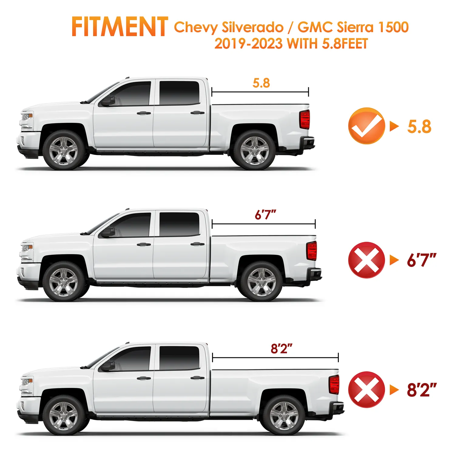 5.8ft Soft Roll Up Truck Bed Cover for Chevy Silverado / GMC Sierra 1500 2019-2023