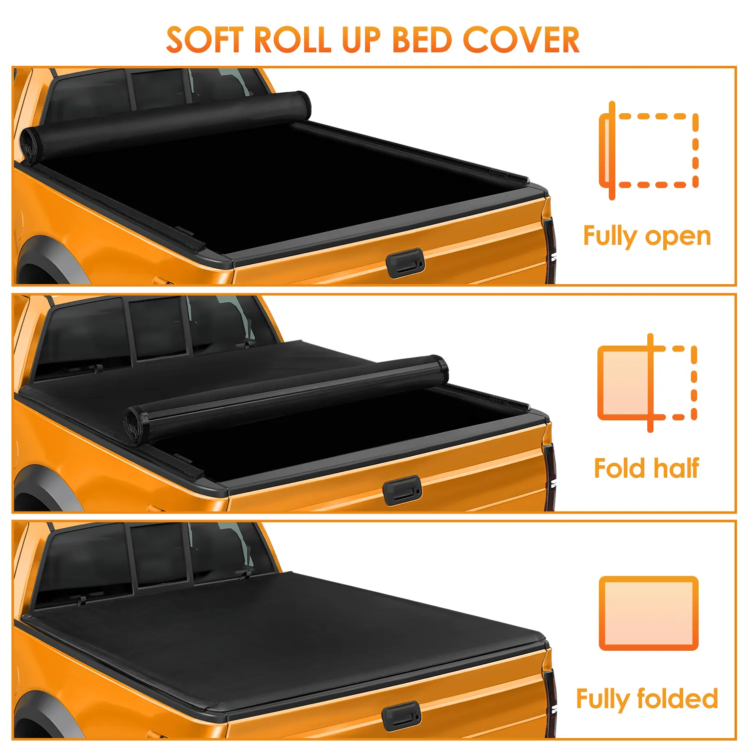 5.8ft Soft Roll Up Truck Bed Cover for Chevy Silverado / GMC Sierra 1500 2019-2023