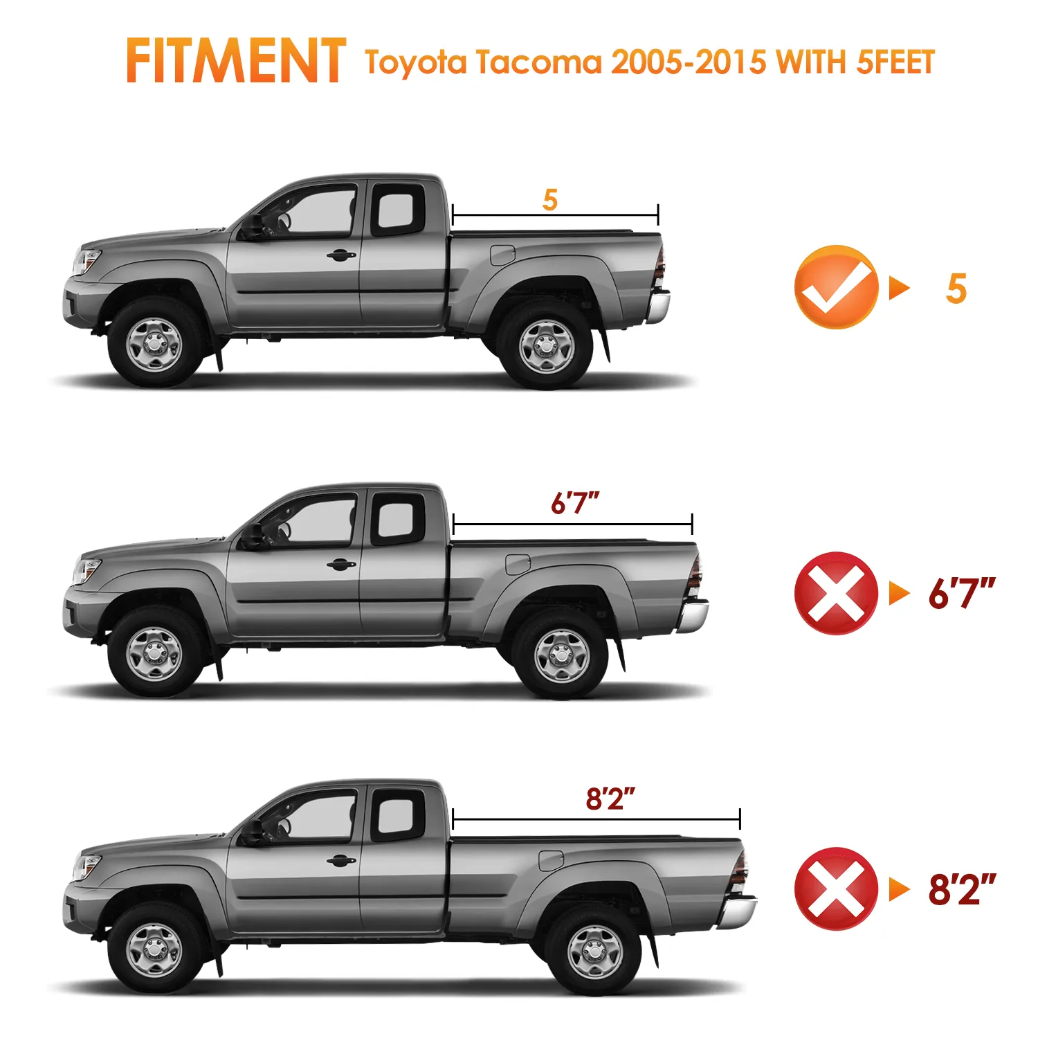 5ft Soft Roll Up Truck Bed Cover for Toyota Tacoma 2005-2015