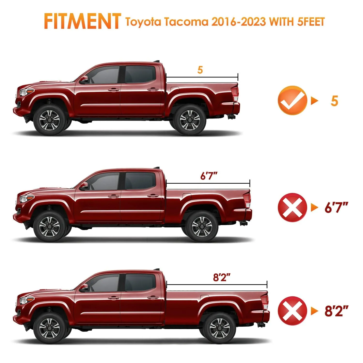 5ft Soft Roll Up Truck Bed Cover for Toyota Tacoma 2016-2024