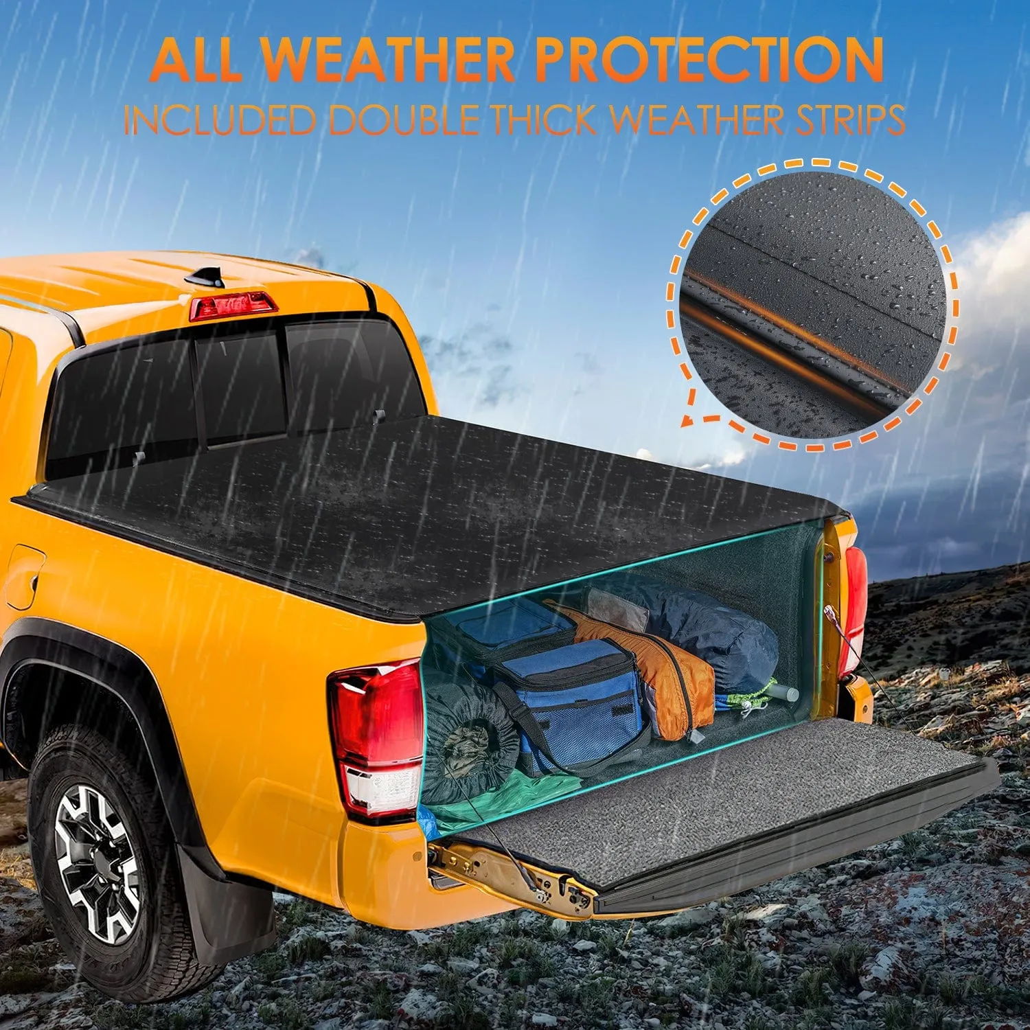 5ft Soft Roll Up Truck Bed Cover for Toyota Tacoma 2016-2024