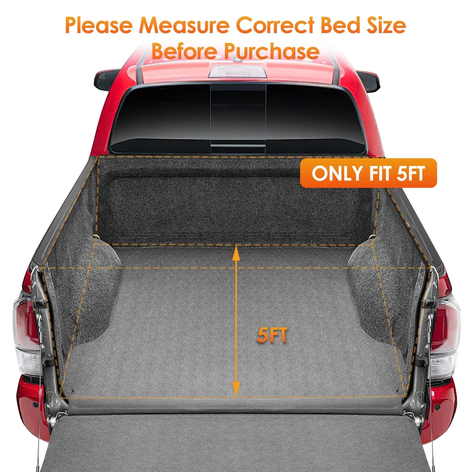 5ft Soft Roll Up Truck Bed Cover for Toyota Tacoma 2016-2024