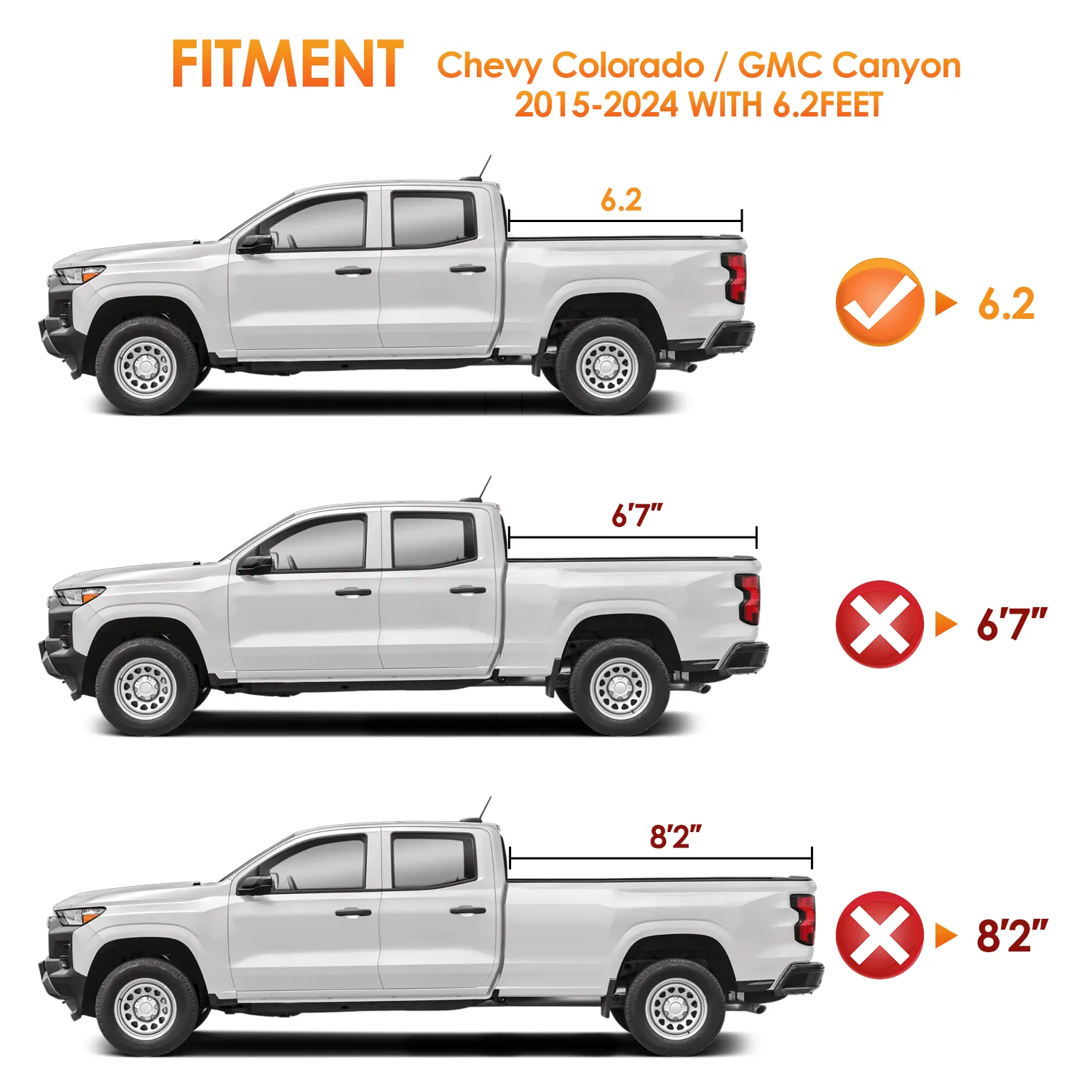 6.2ft Soft Roll Up Truck Bed Cover for Chevy Colorado / GMC Canyon 2015-2024