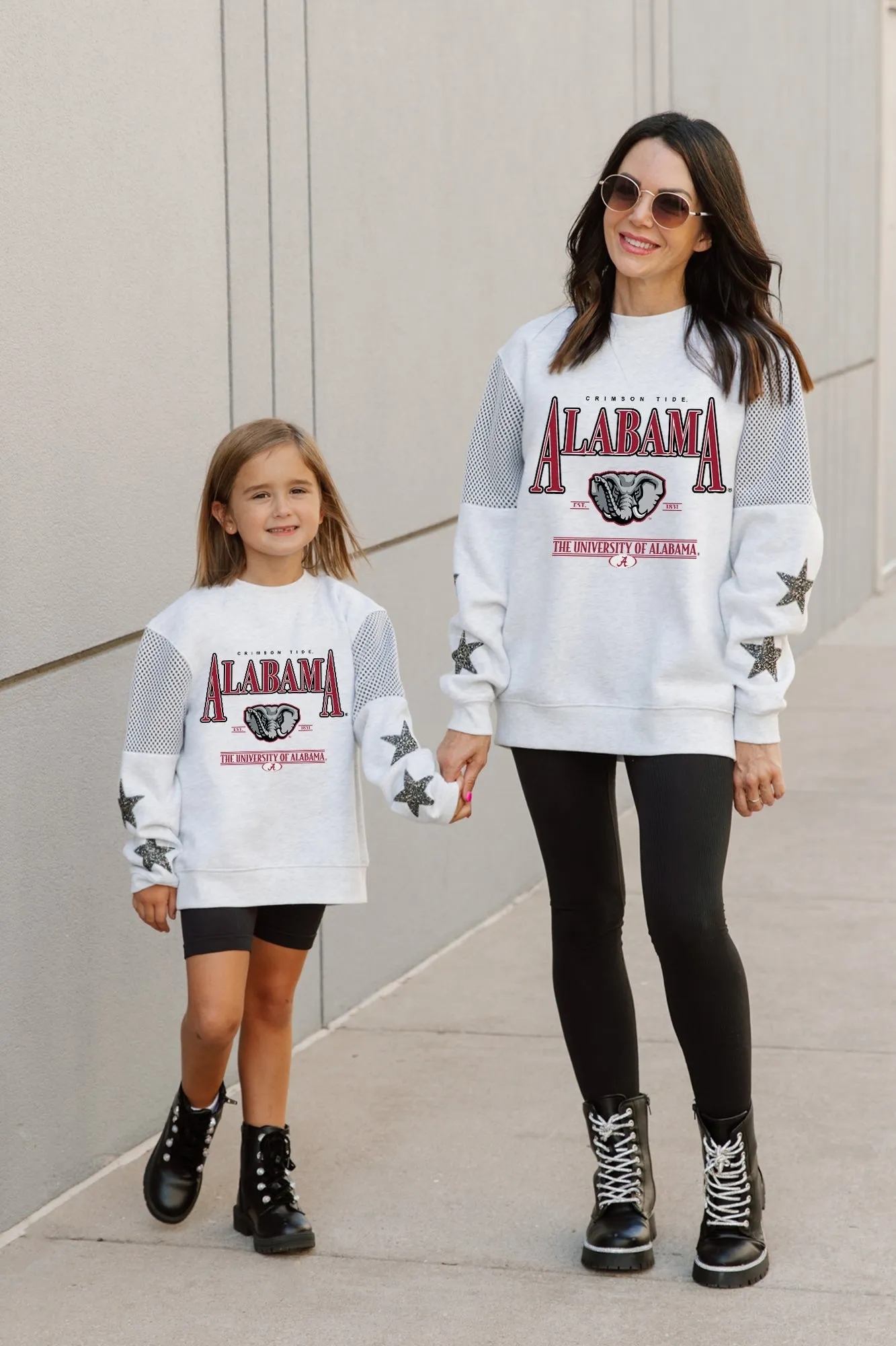 ALABAMA CRIMSON TIDE DYNAMIC KIDS EMBELLISHED SLEEVE CREWNECK FLEECE SWEATSHIRT