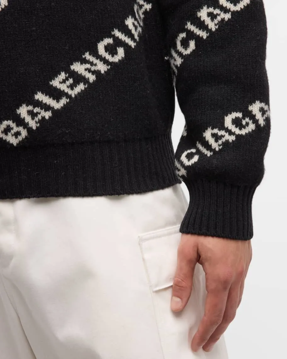 Balenciaga Men's Logo Intarsia Crewneck Sweater