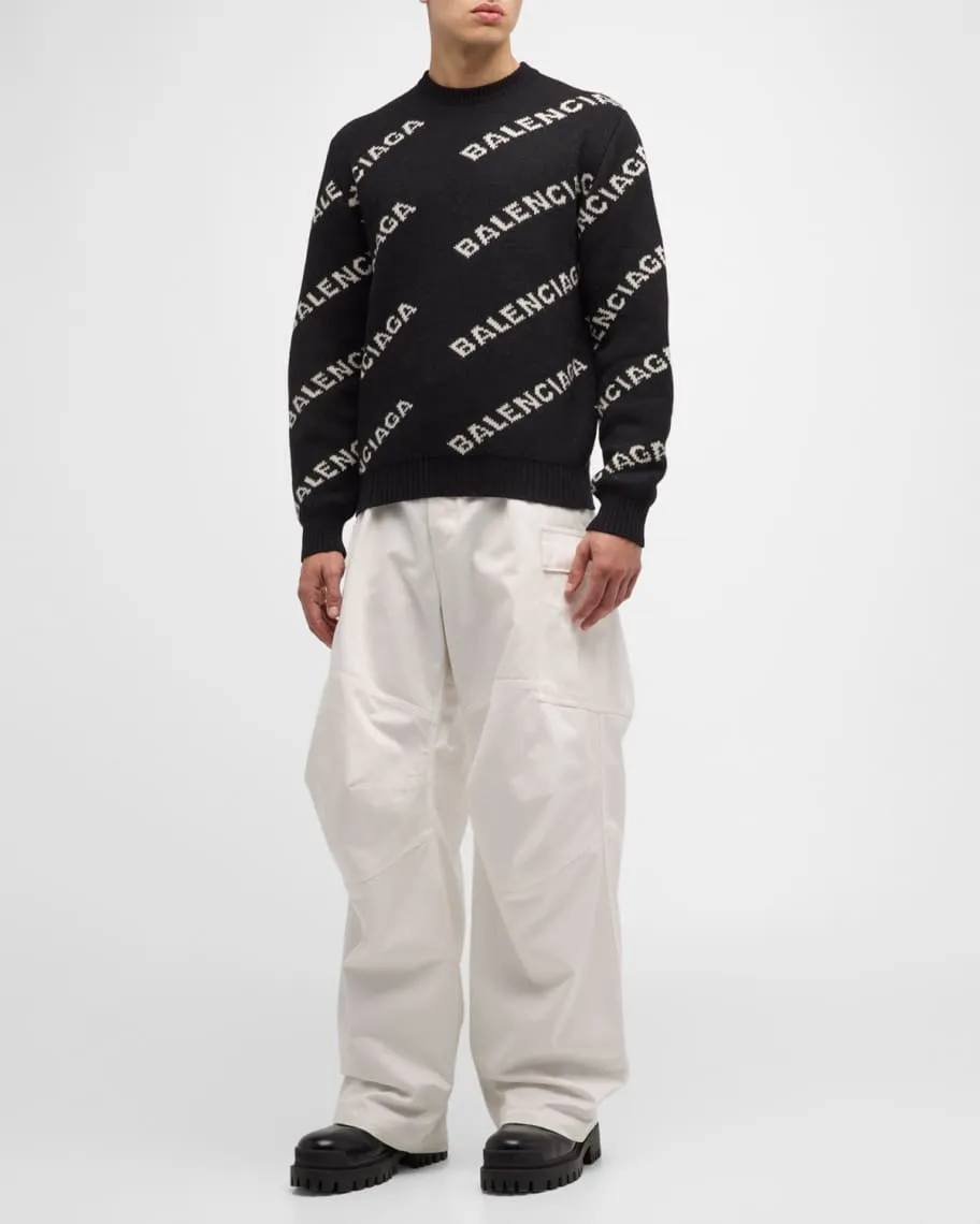 Balenciaga Men's Logo Intarsia Crewneck Sweater