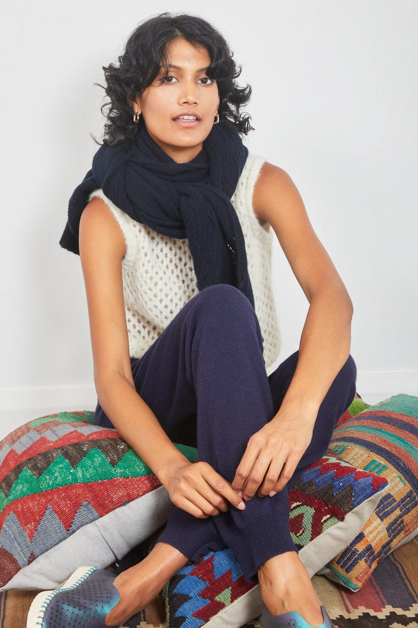 Dalston Saskia Lacey Scarf Navy
