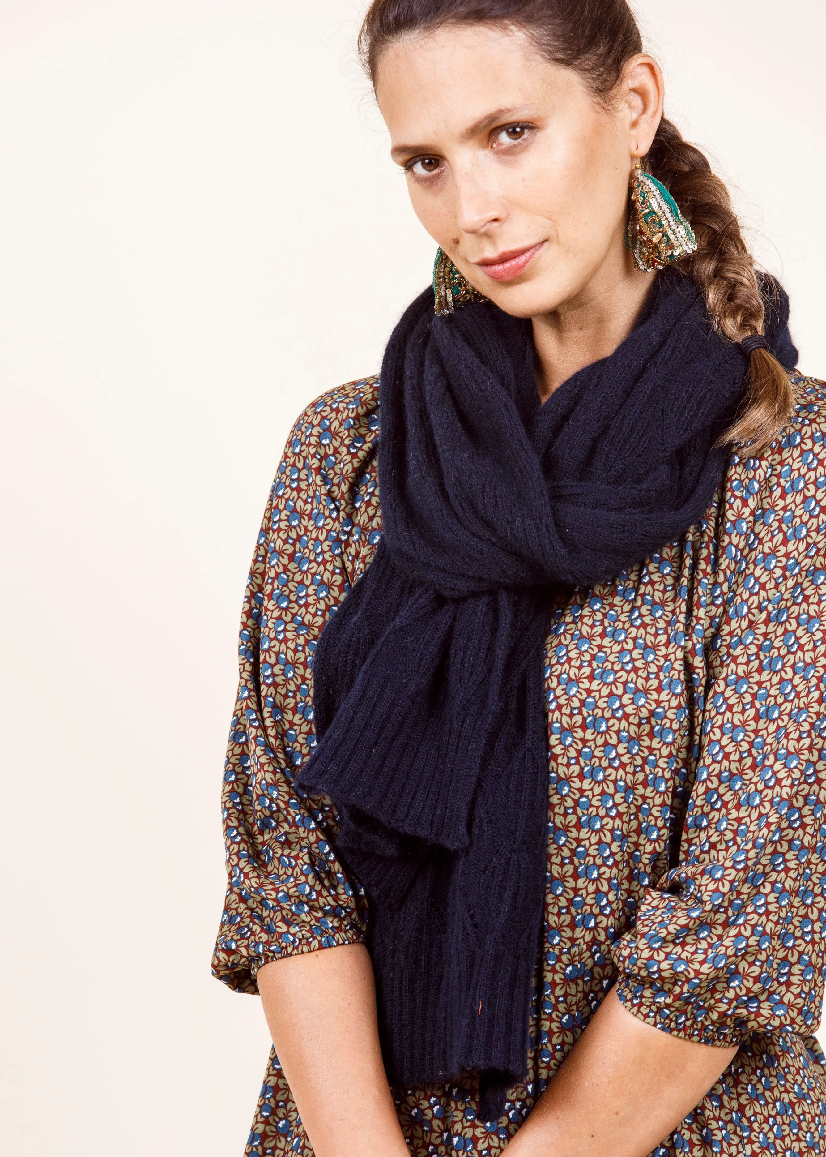 Dalston Saskia Lacey Scarf Navy