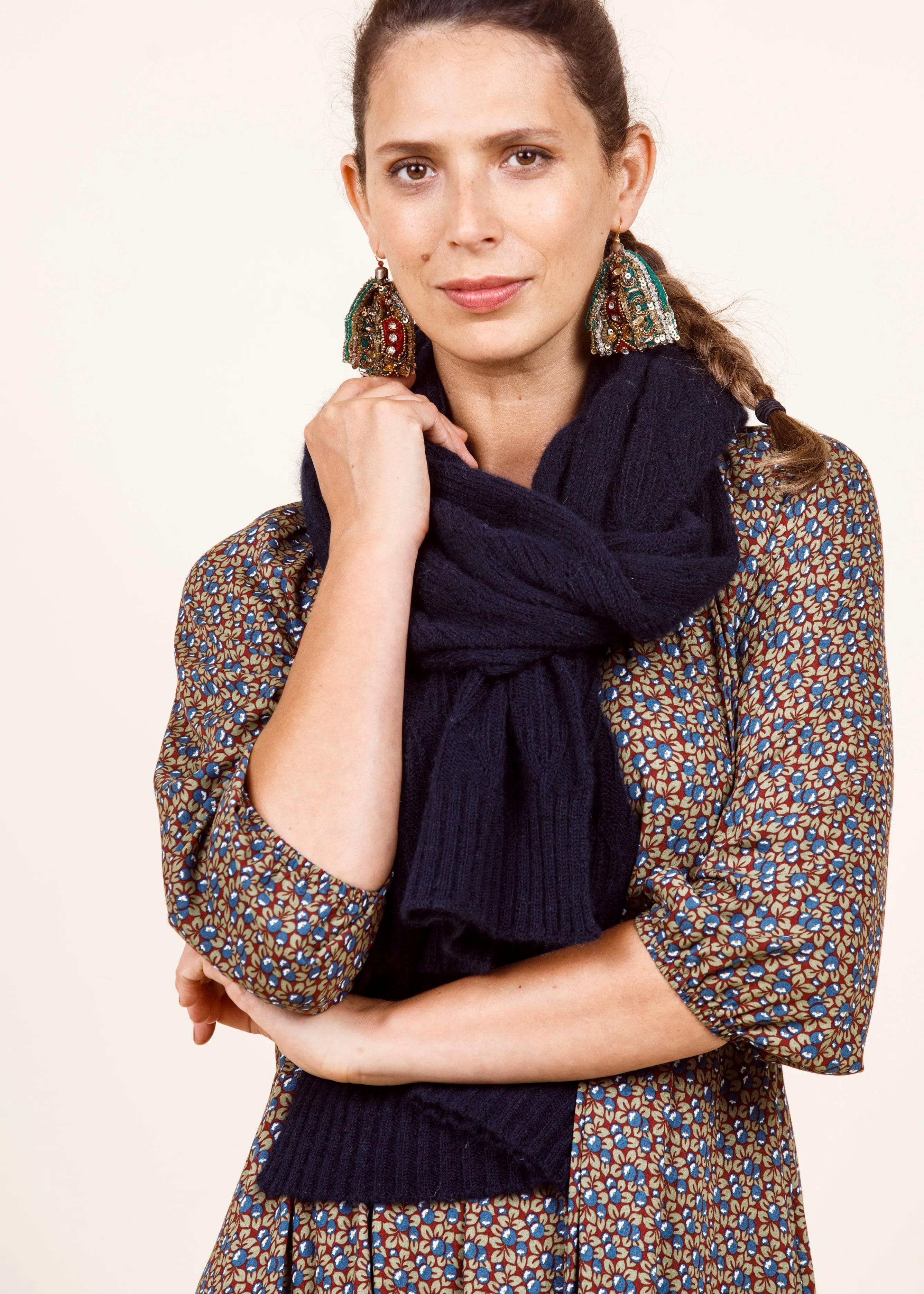 Dalston Saskia Lacey Scarf Navy