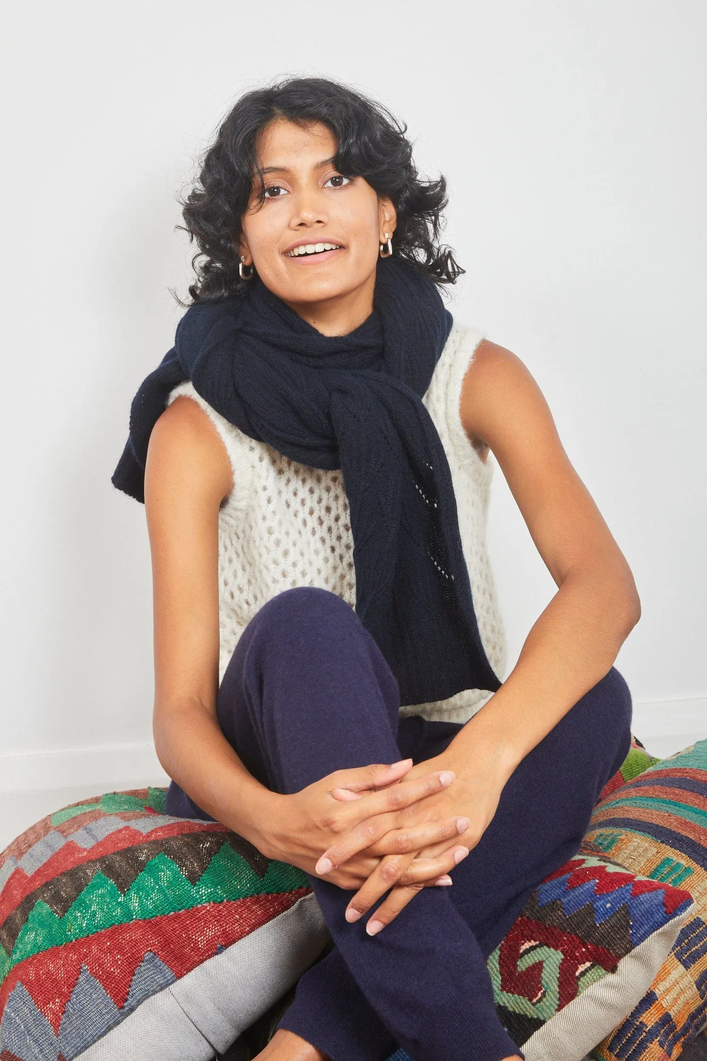 Dalston Saskia Lacey Scarf Navy