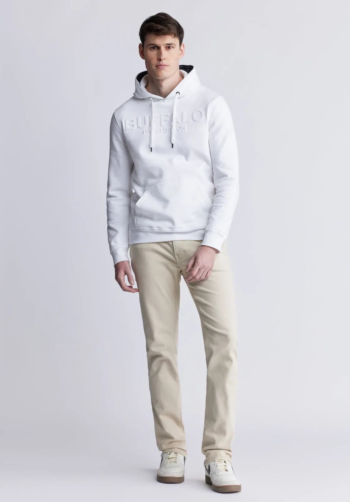 Fadol Men's Fleece Hoodie in White - BPM13610V