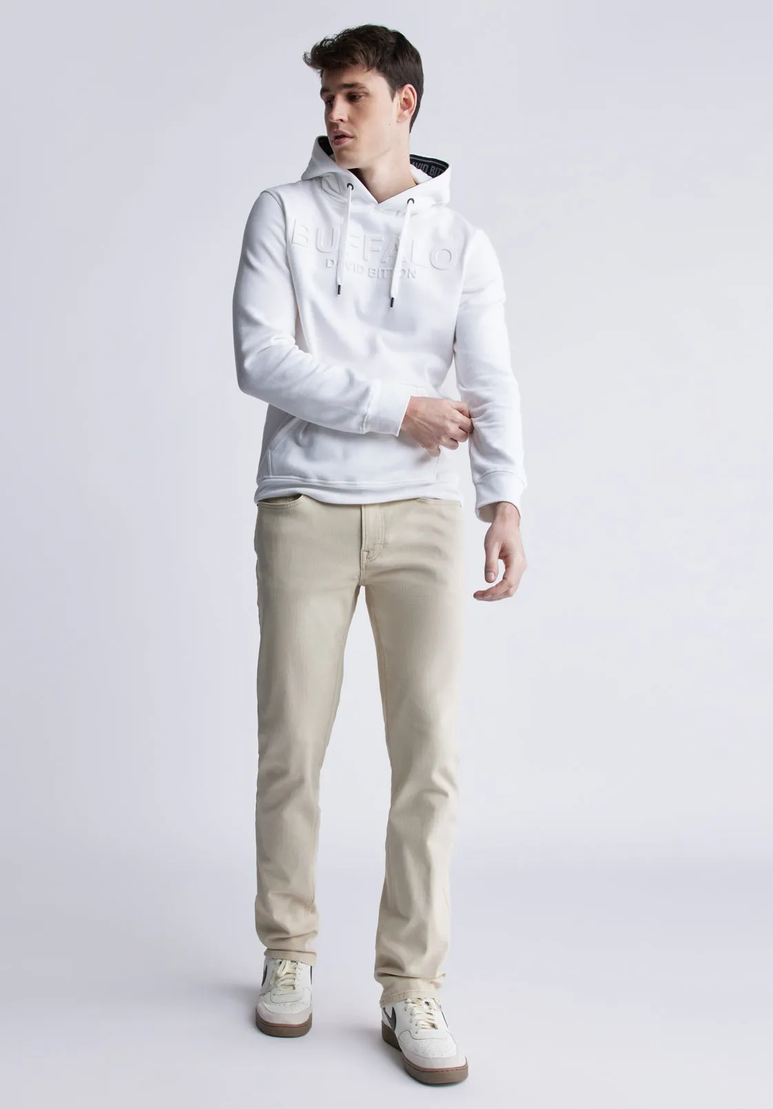 Fadol Men's Fleece Hoodie in White - BPM13610V