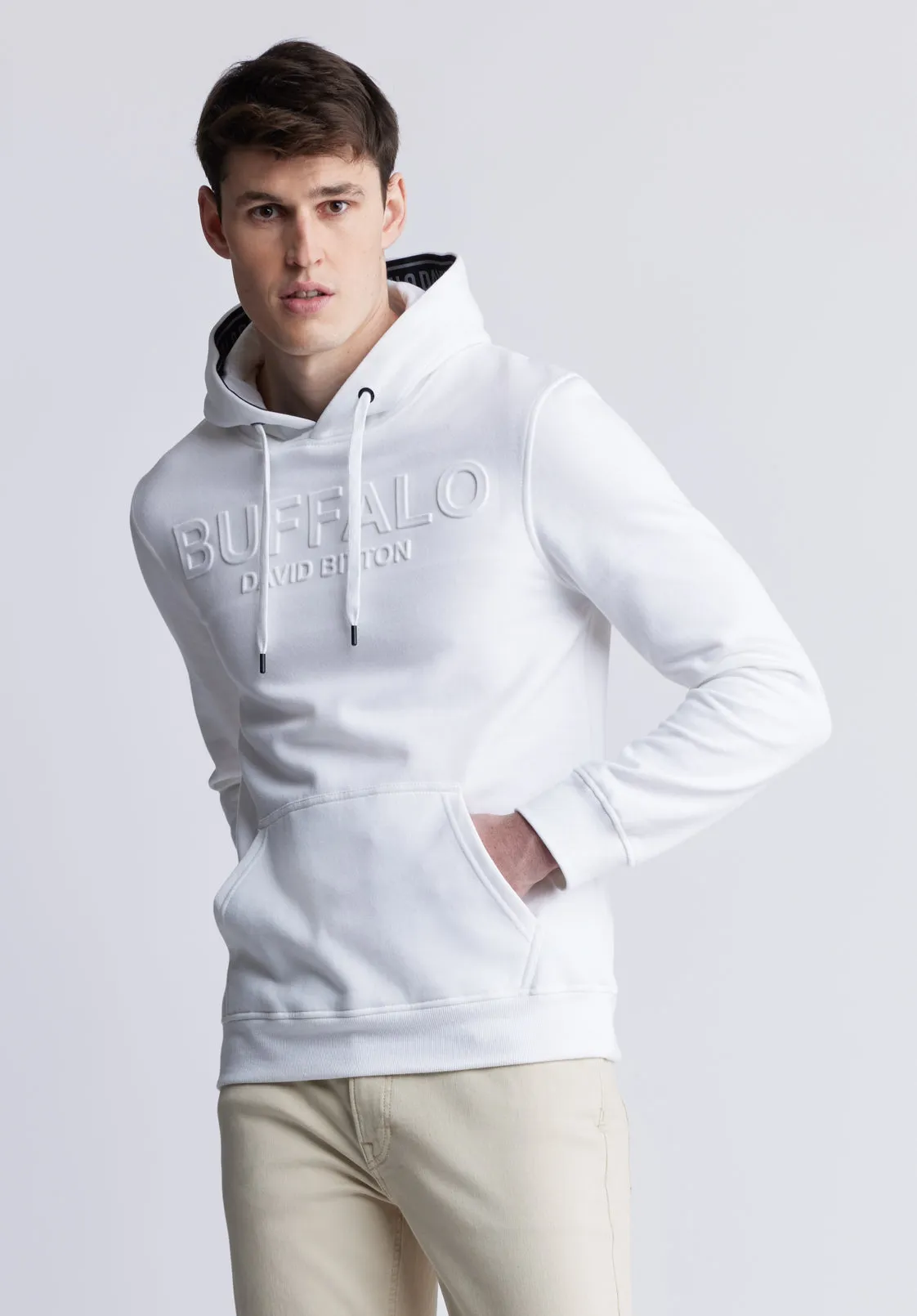 Fadol Men's Fleece Hoodie in White - BPM13610V