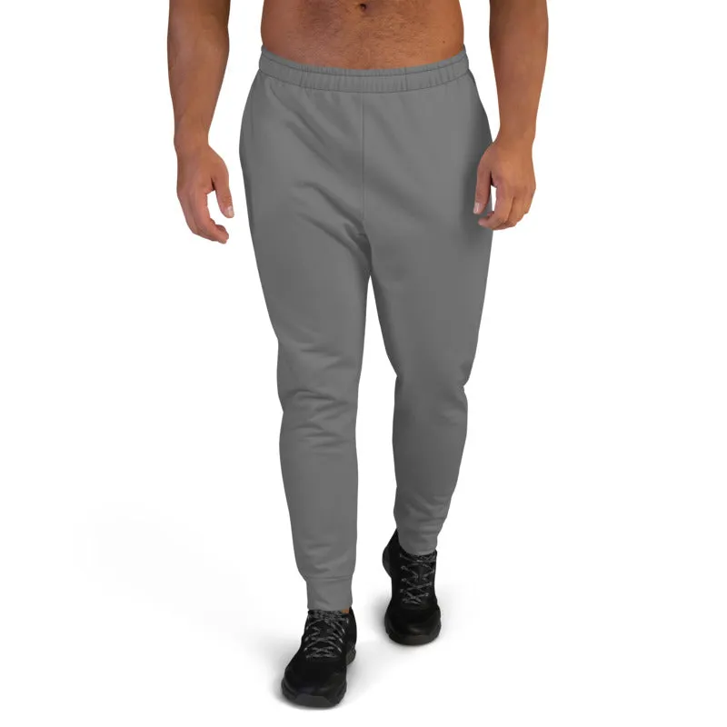 Grey Solid Color Men's Joggers, Modern Minimalist Gray Best Sweatpants-Made in EU/MX