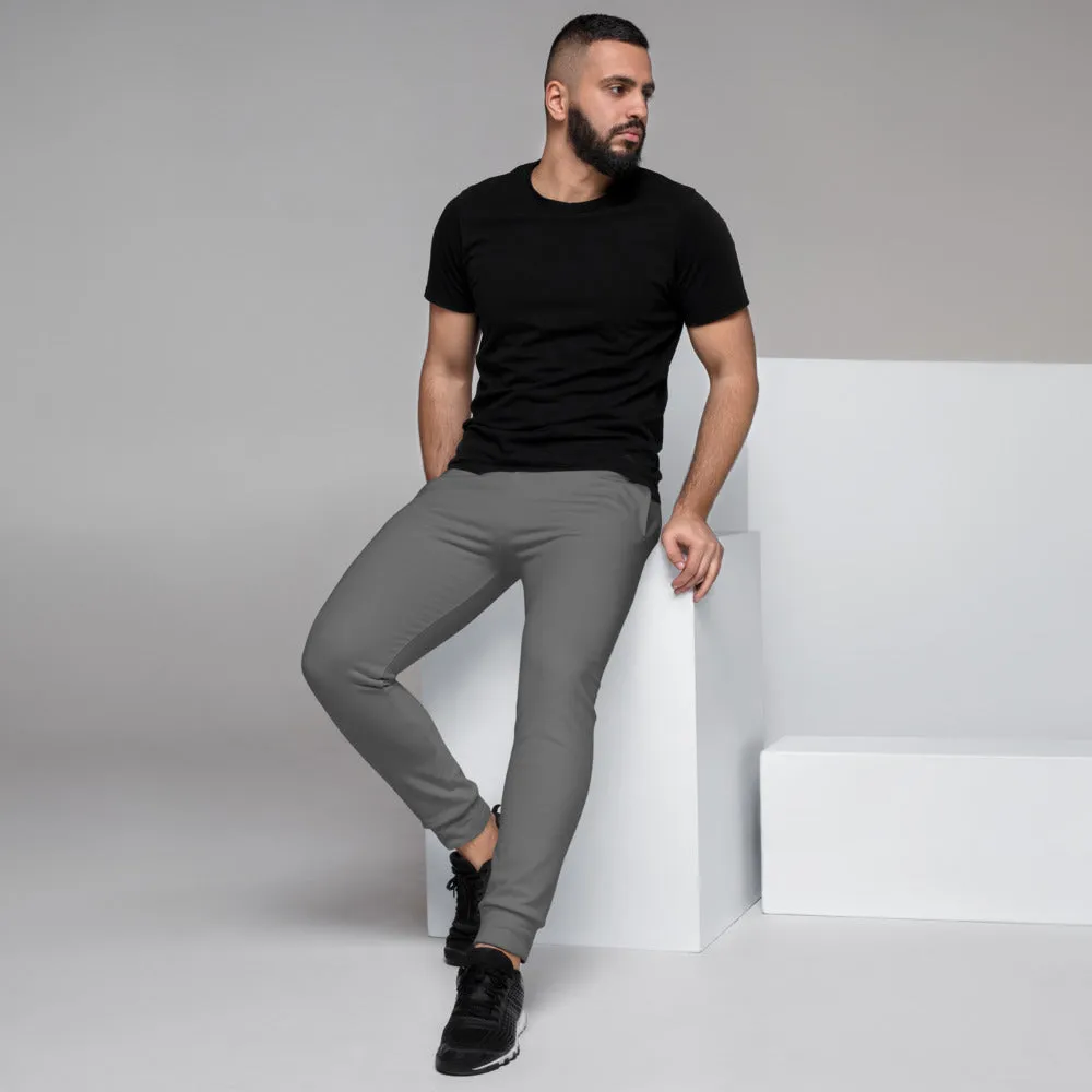 Grey Solid Color Men's Joggers, Modern Minimalist Gray Best Sweatpants-Made in EU/MX