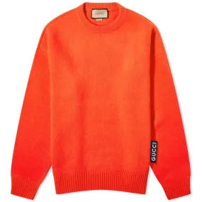 Gucci Logo Tab Crew Neck Jumper in Tomato Red