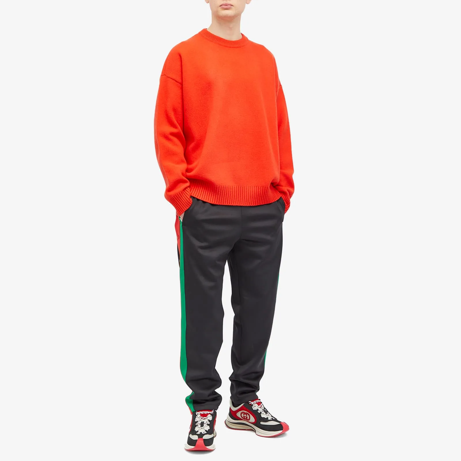 Gucci Logo Tab Crew Neck Jumper in Tomato Red