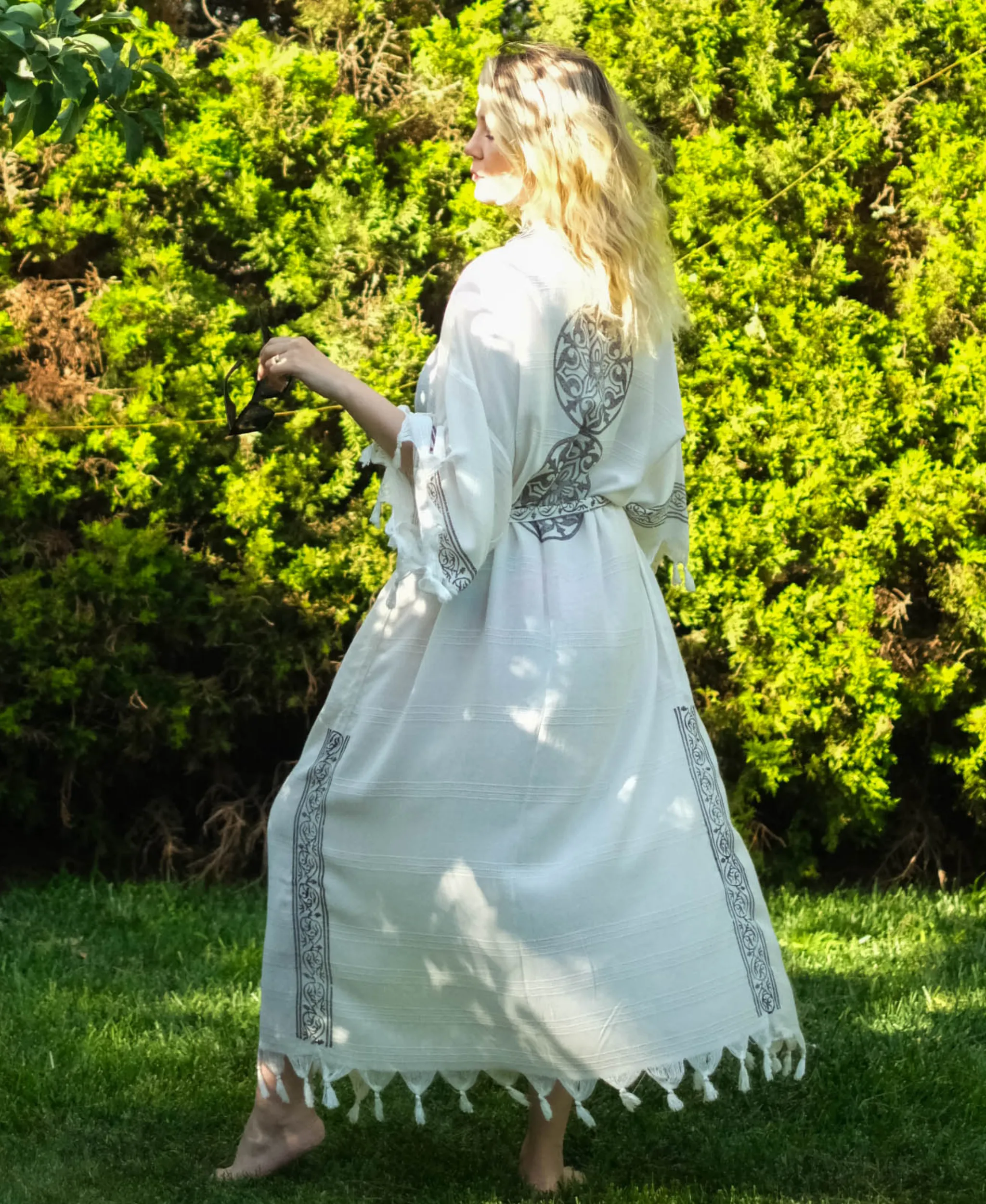 Handmade Block Printed Long Kimono Robe