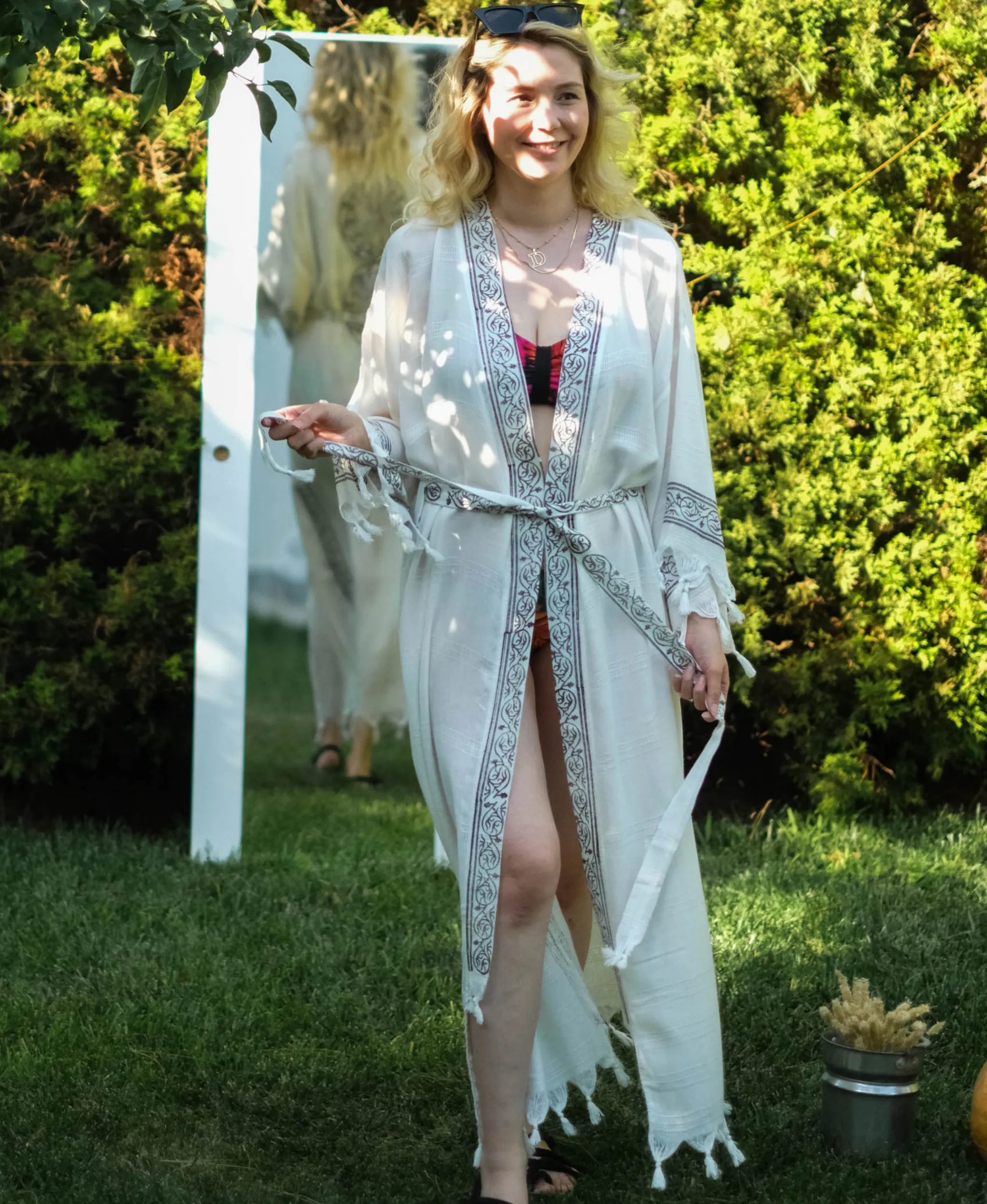 Handmade Block Printed Long Kimono Robe