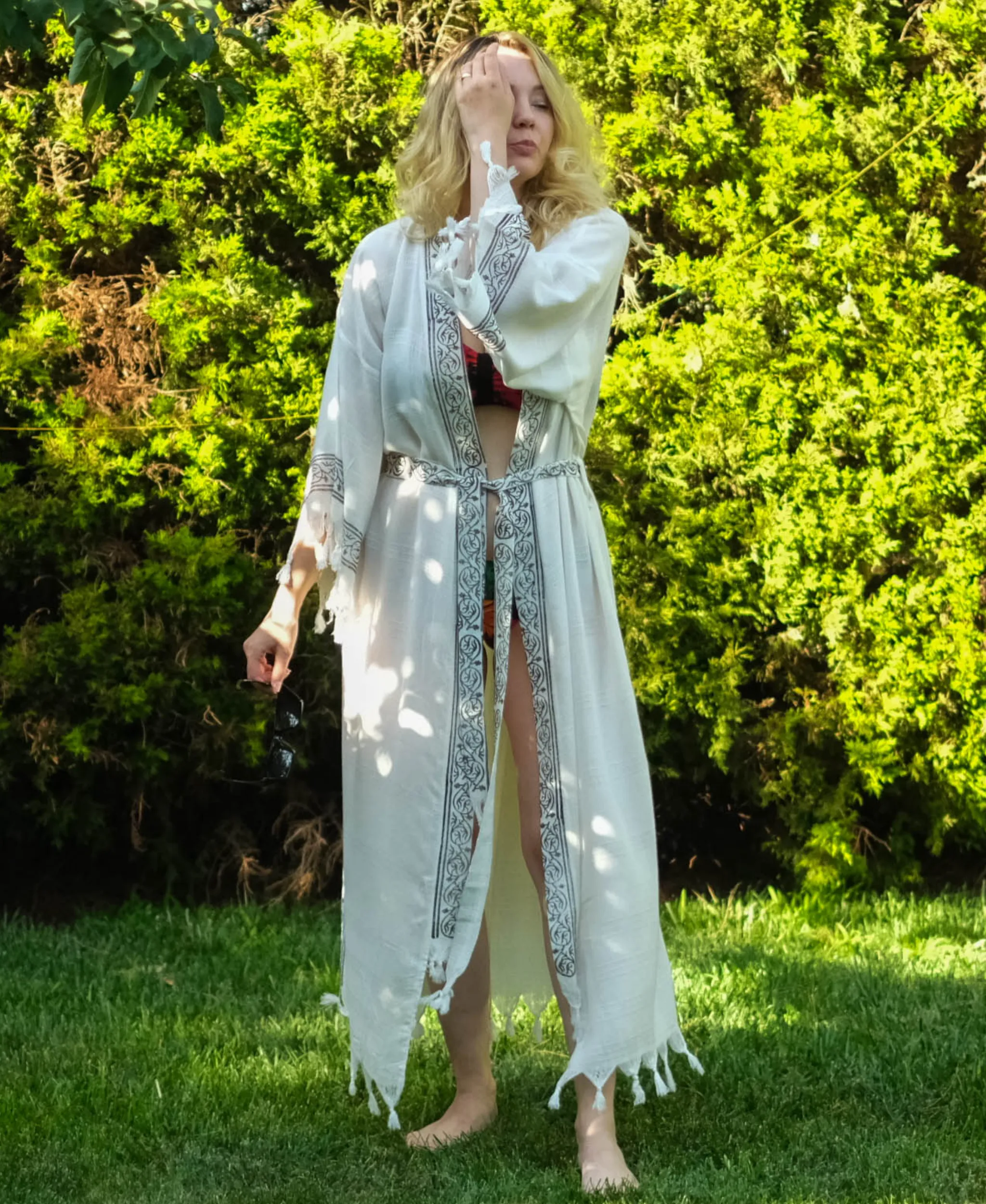 Handmade Block Printed Long Kimono Robe