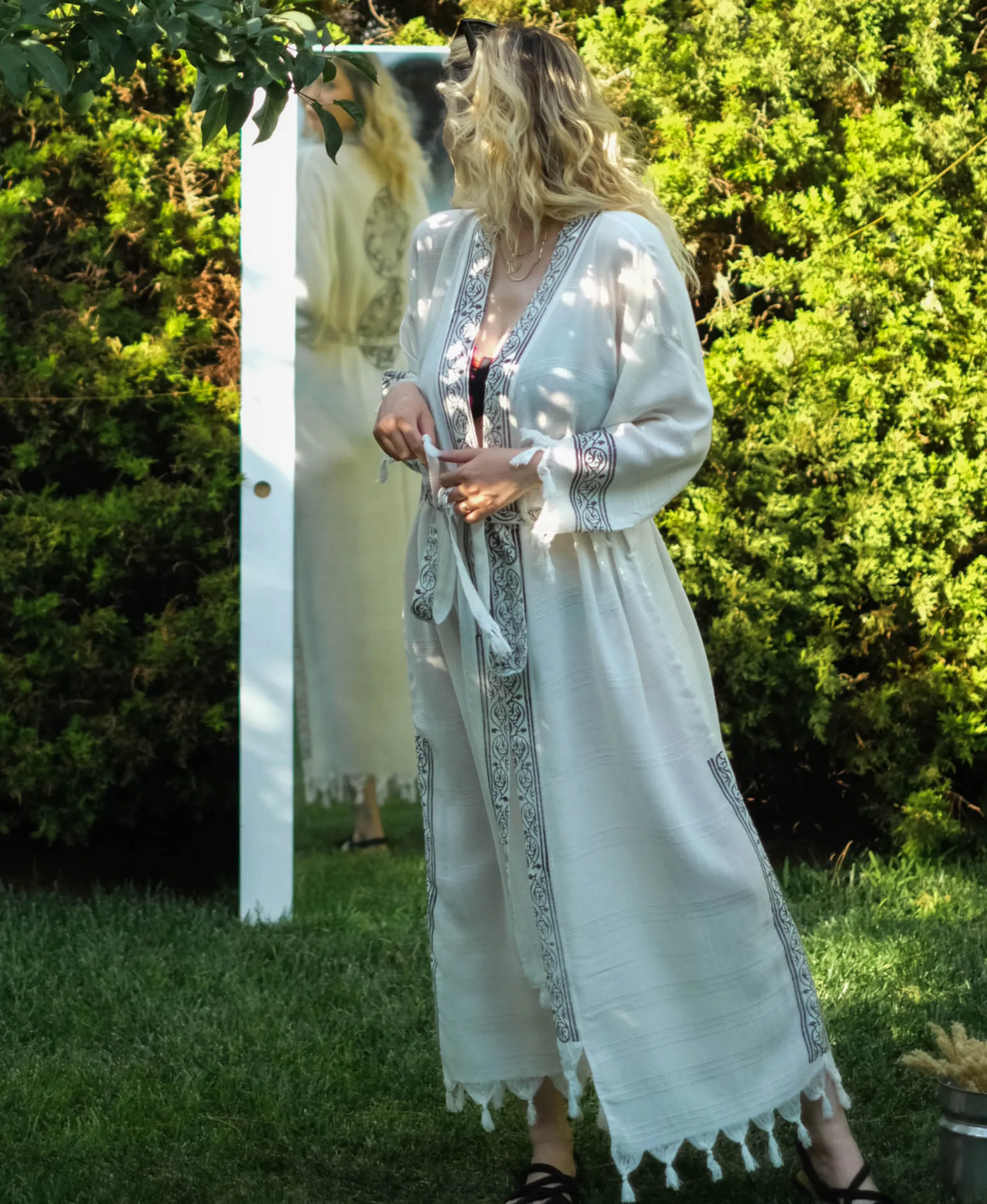 Handmade Block Printed Long Kimono Robe