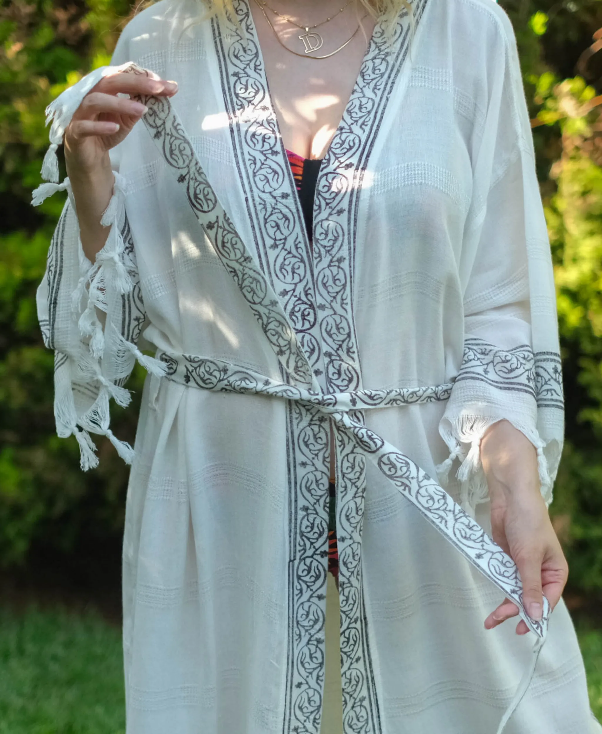 Handmade Block Printed Long Kimono Robe