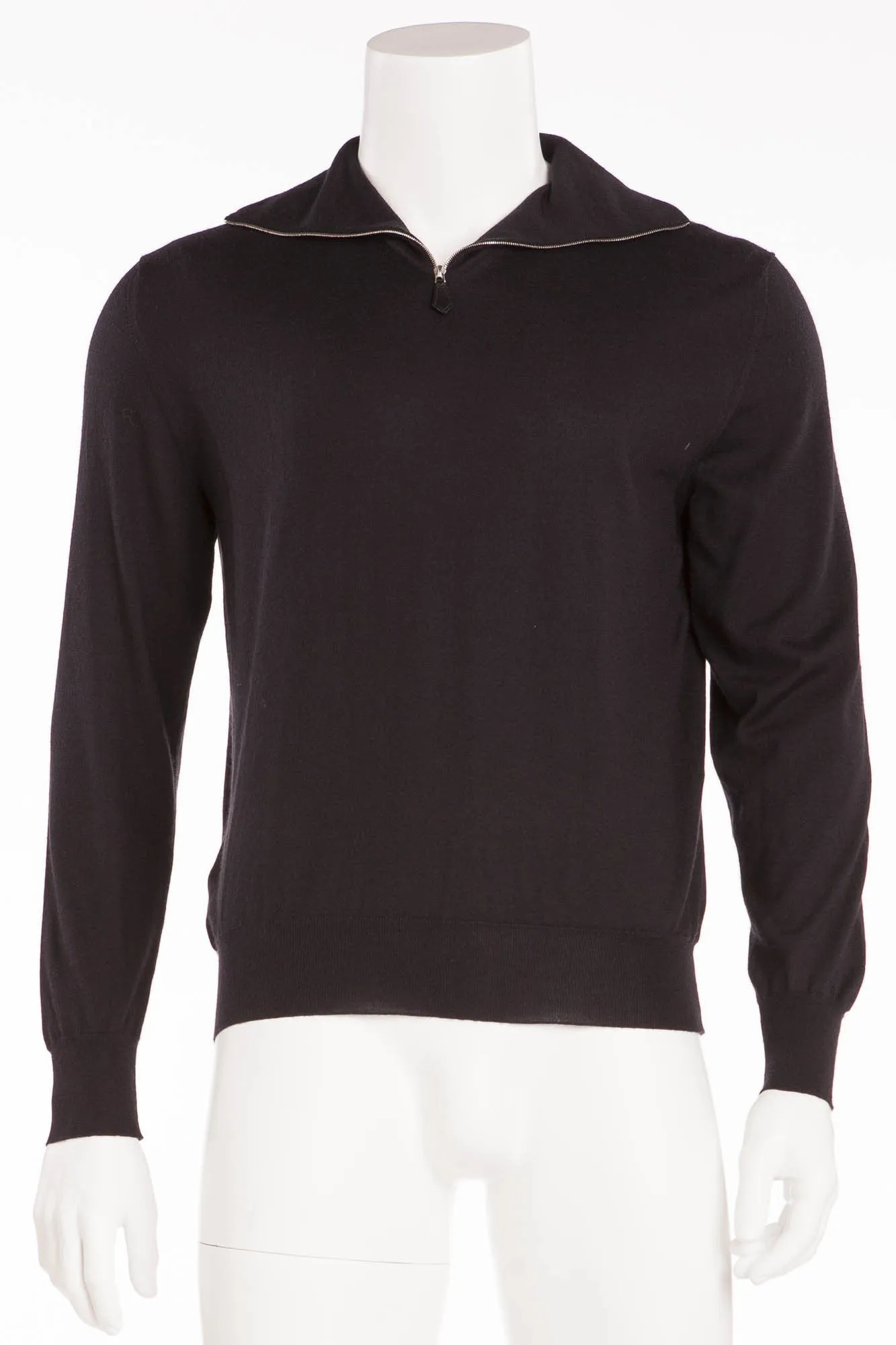 Hermes - Black Long Sleeve Zip Neck Cashmere Sweater - XL