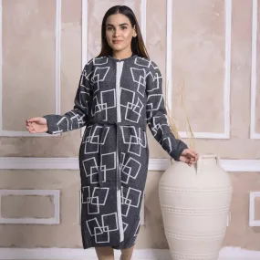 Imported Front Open Charcoal Grey Cozy Belted Cardigan Sweater - (CGN24)