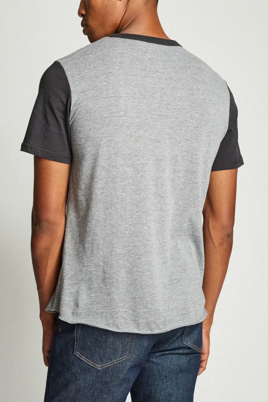 Jolt IV S/S Henley - Heather Grey/Washed Black