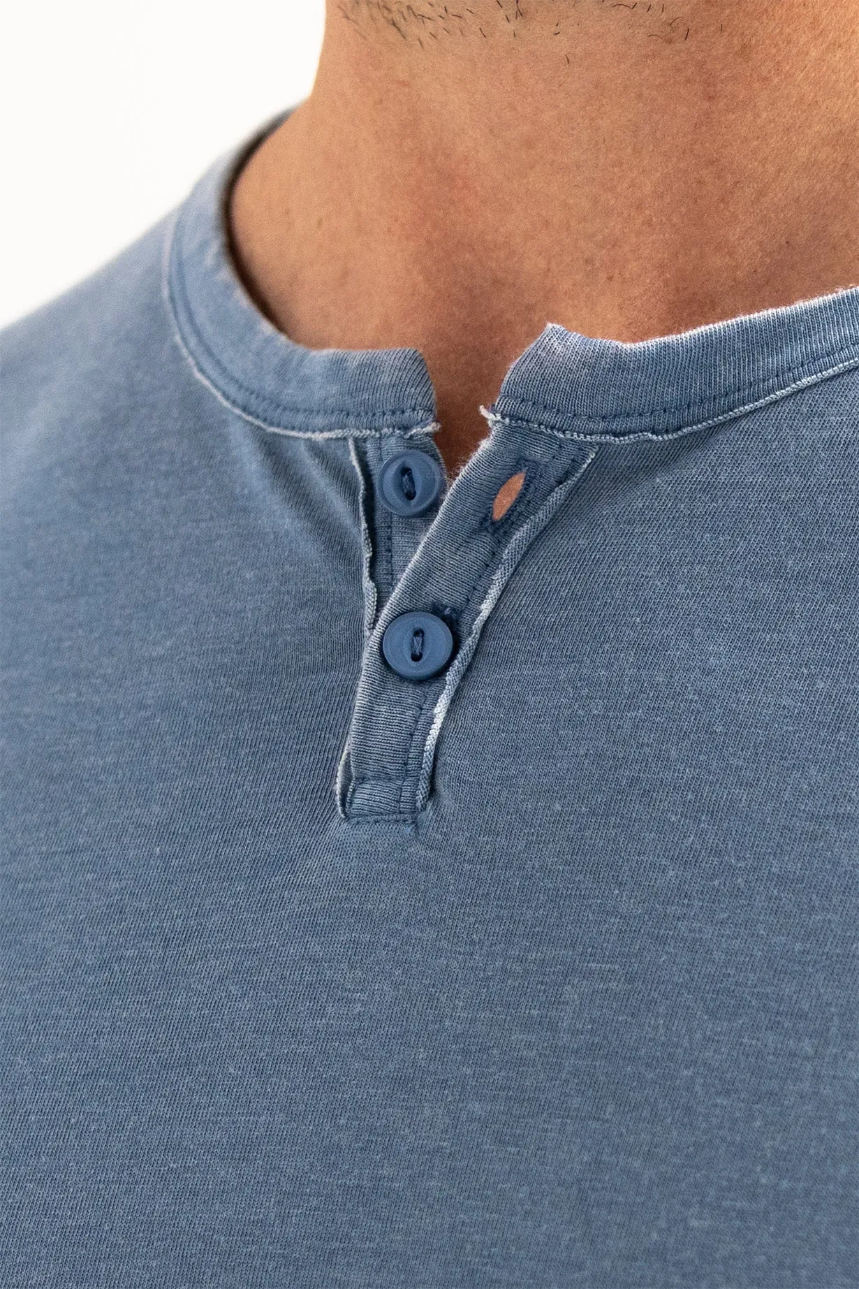 LS Burnout Henley- Faded Blue