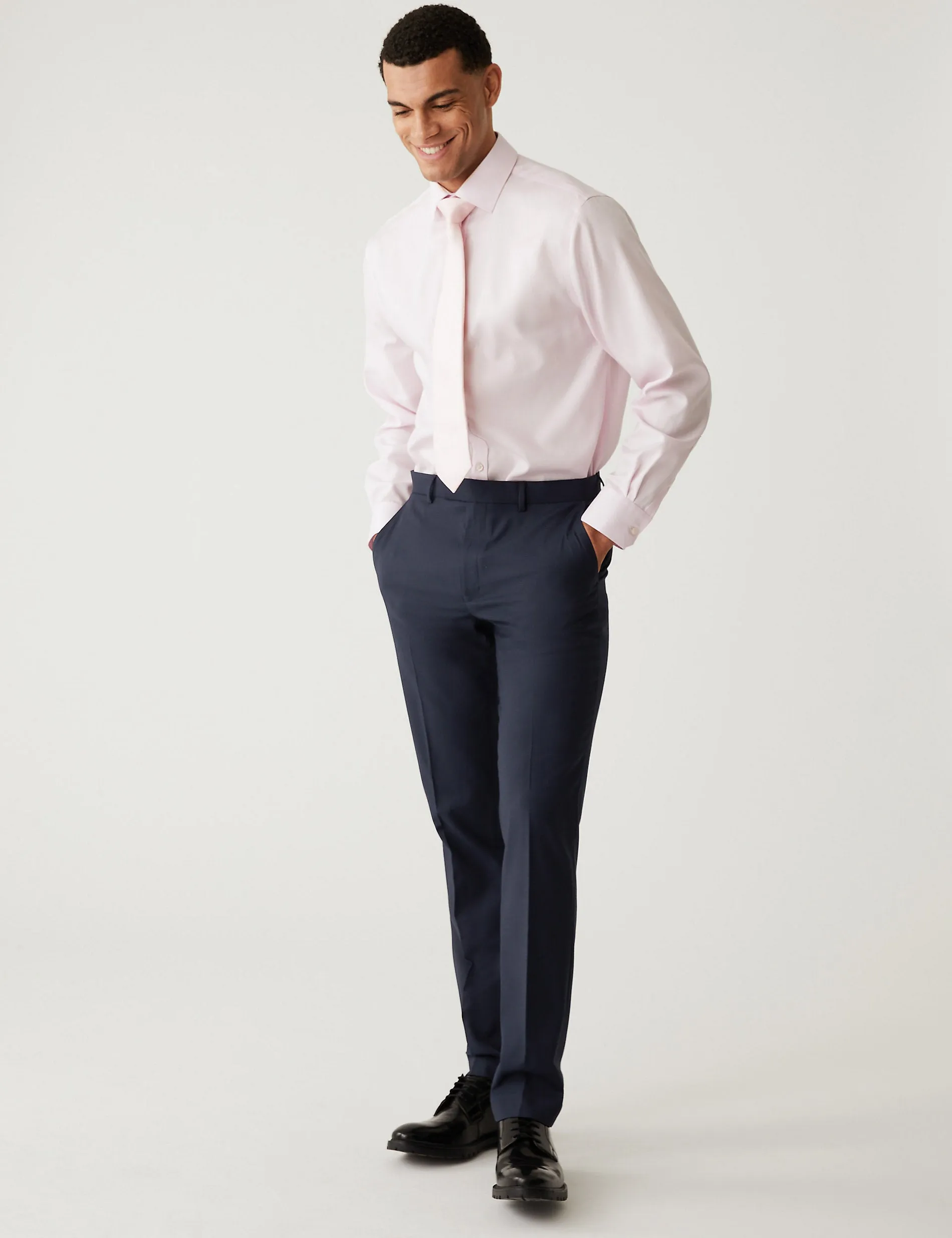 Marks & Spencer Slim Stretch Suit Trousers, Navy