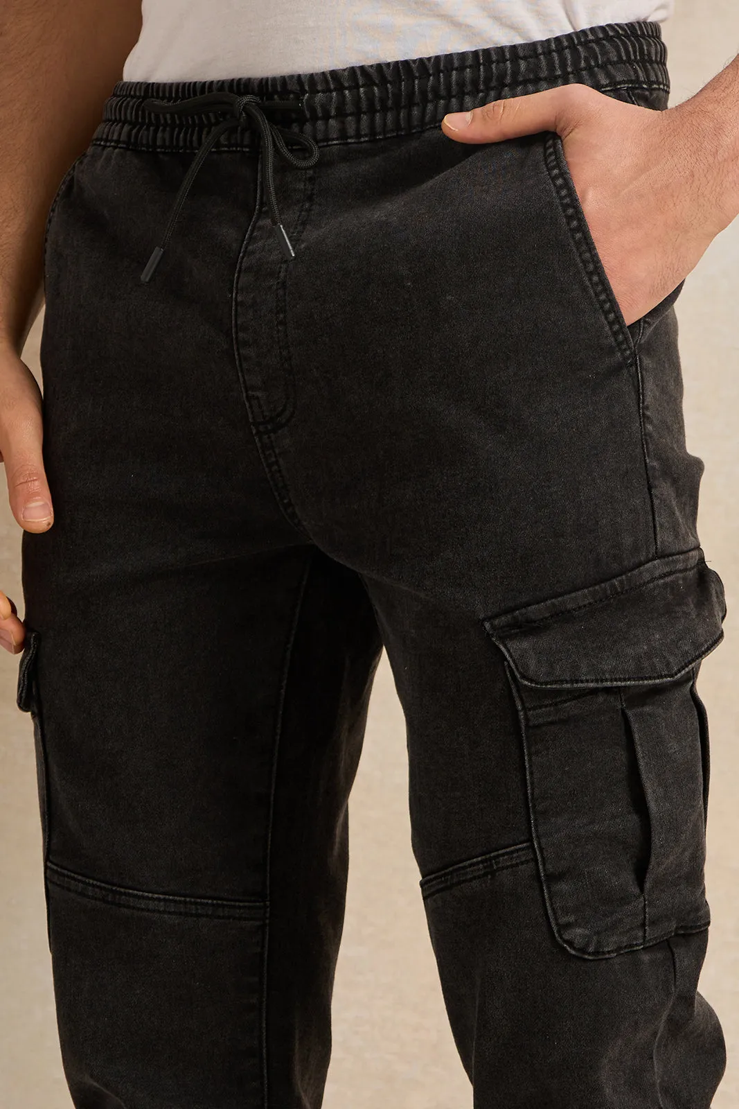 Men Black  Cargo Jogger