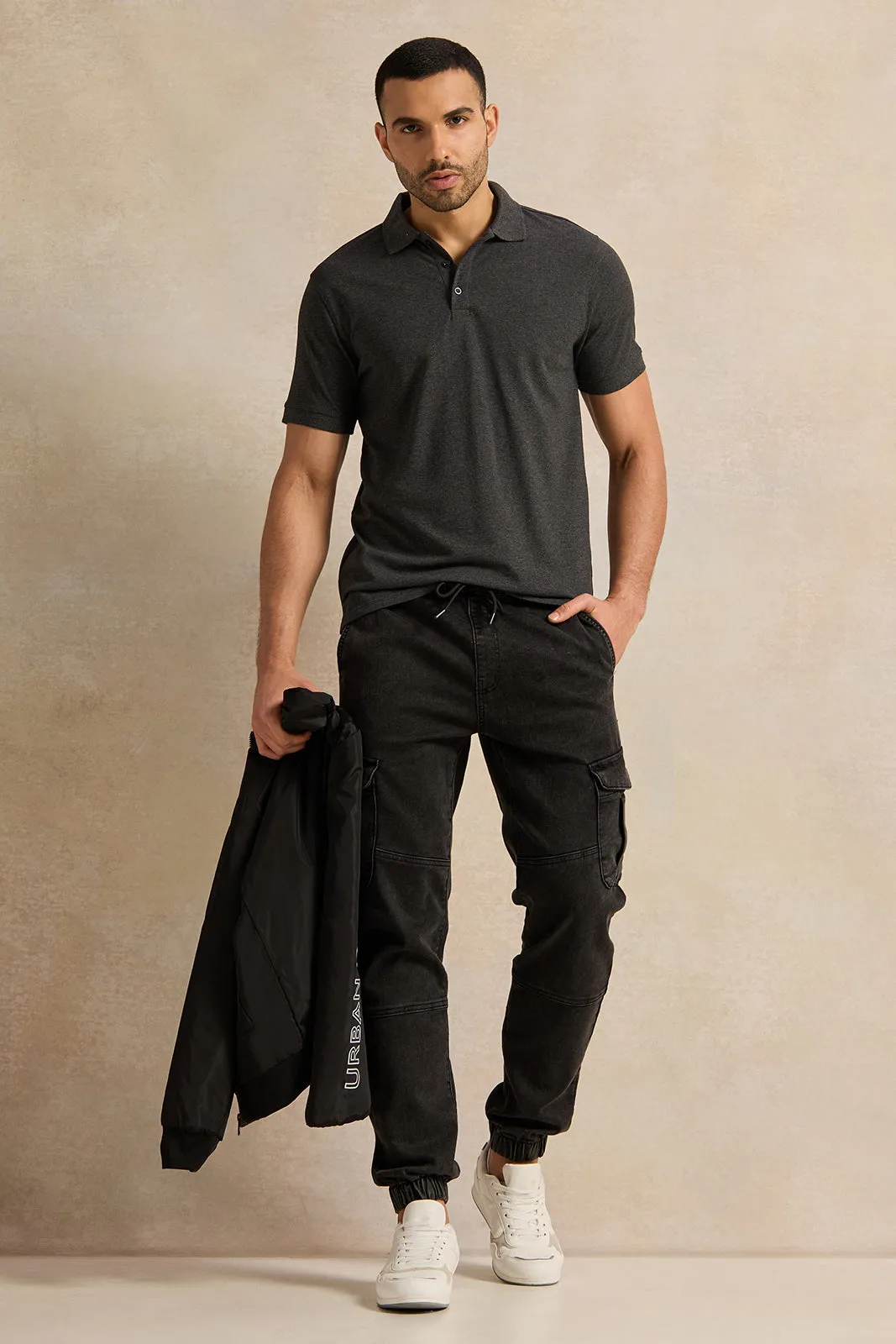 Men Black  Cargo Jogger