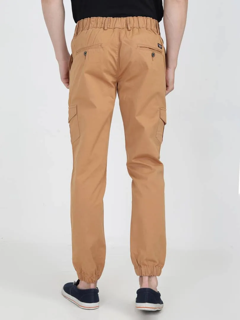 Men's 6 Pocket Solid Over Dyed Brown Cotton Cargo