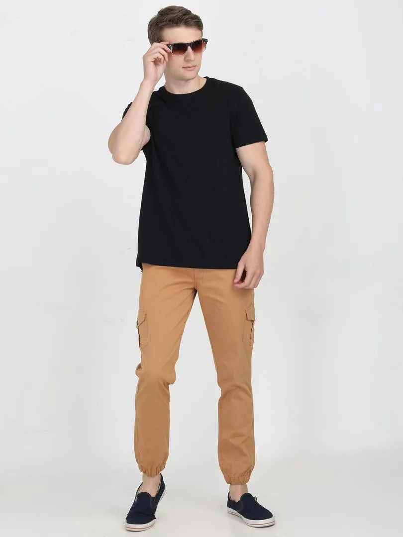 Men's 6 Pocket Solid Over Dyed Brown Cotton Cargo