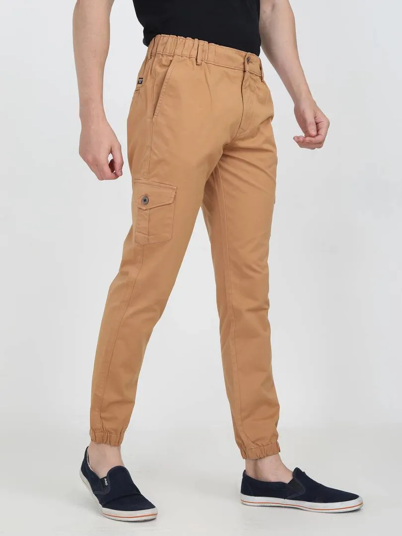 Men's 6 Pocket Solid Over Dyed Brown Cotton Cargo