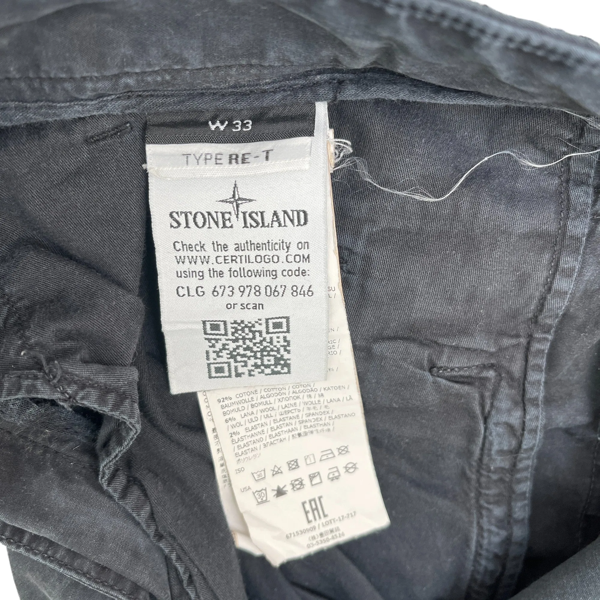 Men's Applique Logo Cargos Grey Size Waist 33"