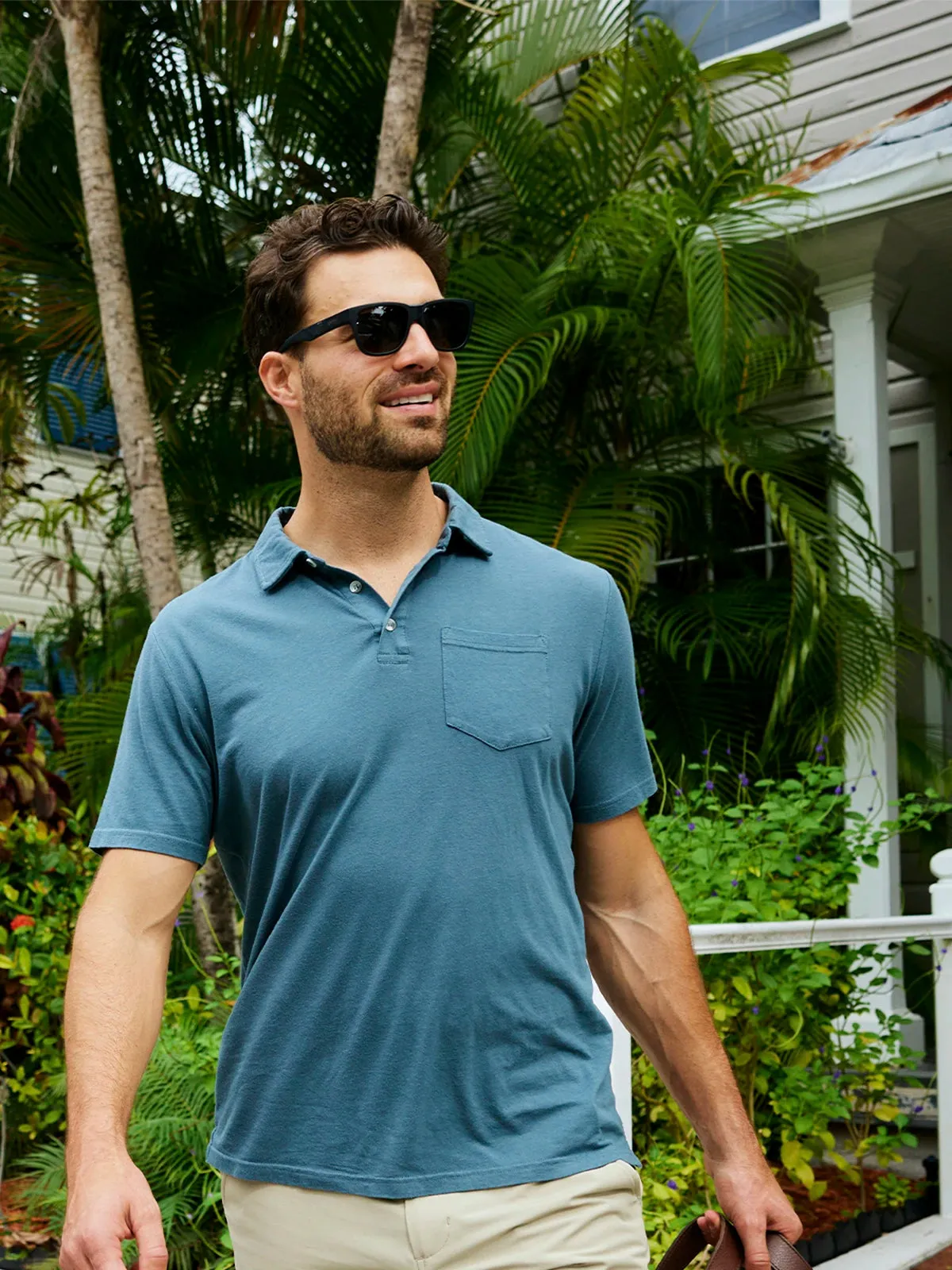 Men's Bamboo Heritage Polo - Heather Flint