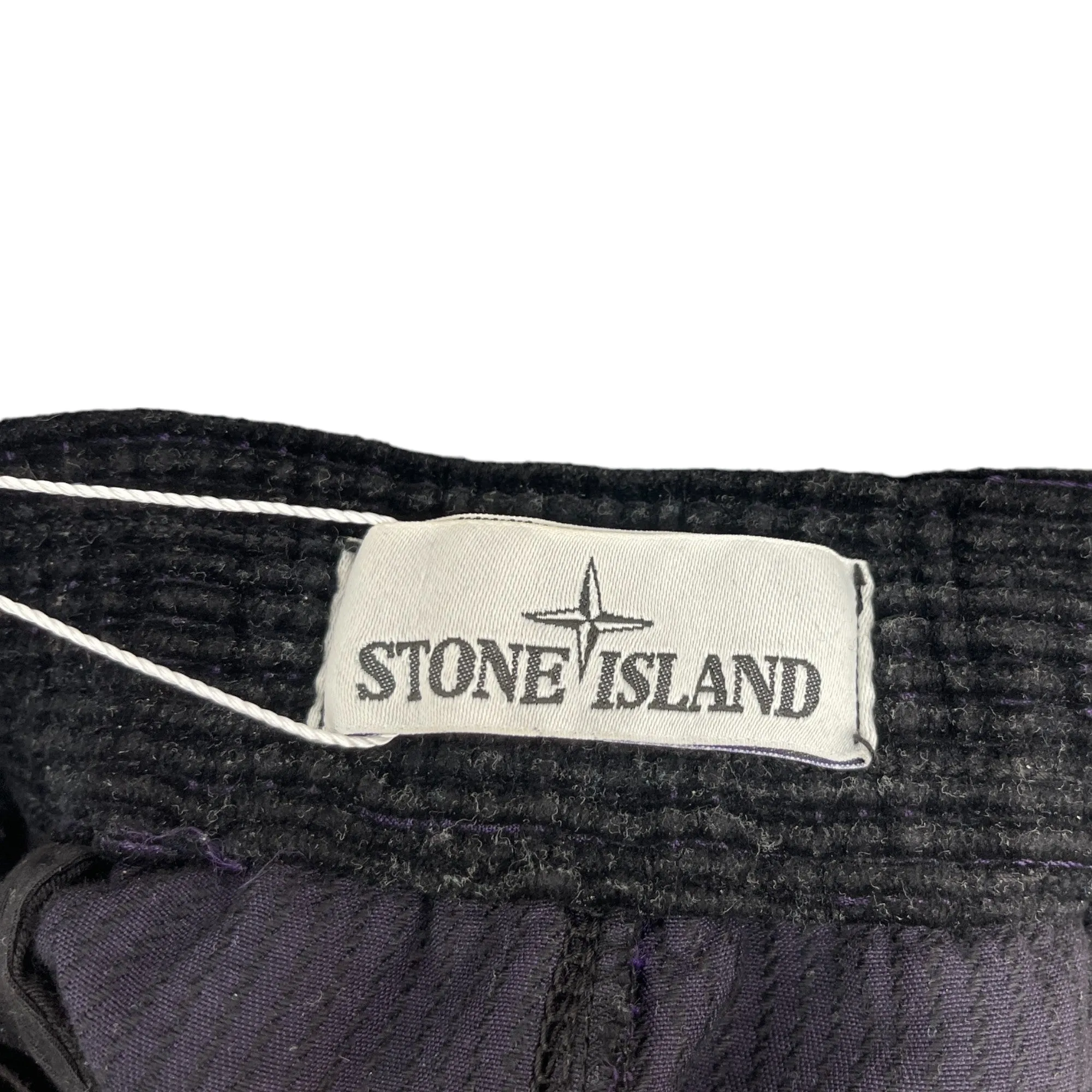 Men's Corduroy Embroidered Logo Cargos Black Size S