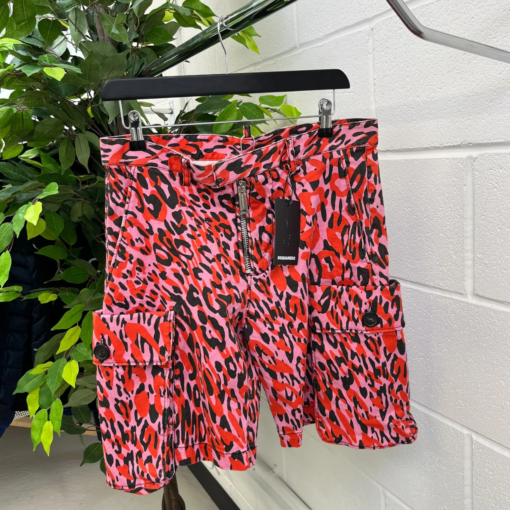 Men's Leopard Print Cargos Pink Size IT 48 / UK 32