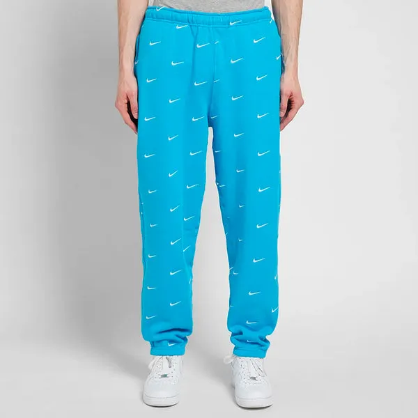 Men's Nike NRG Swoosh Logo Full Print Straight Sports Pants/Trousers/Joggers Blue, blue