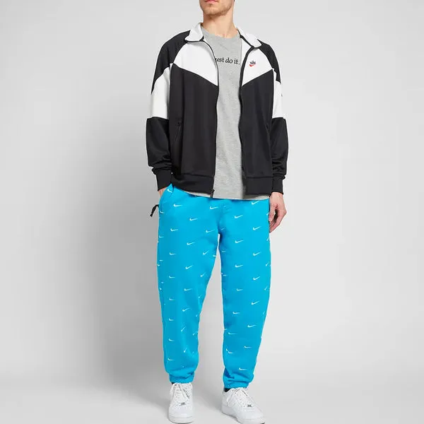 Men's Nike NRG Swoosh Logo Full Print Straight Sports Pants/Trousers/Joggers Blue, blue