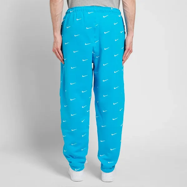 Men's Nike NRG Swoosh Logo Full Print Straight Sports Pants/Trousers/Joggers Blue, blue