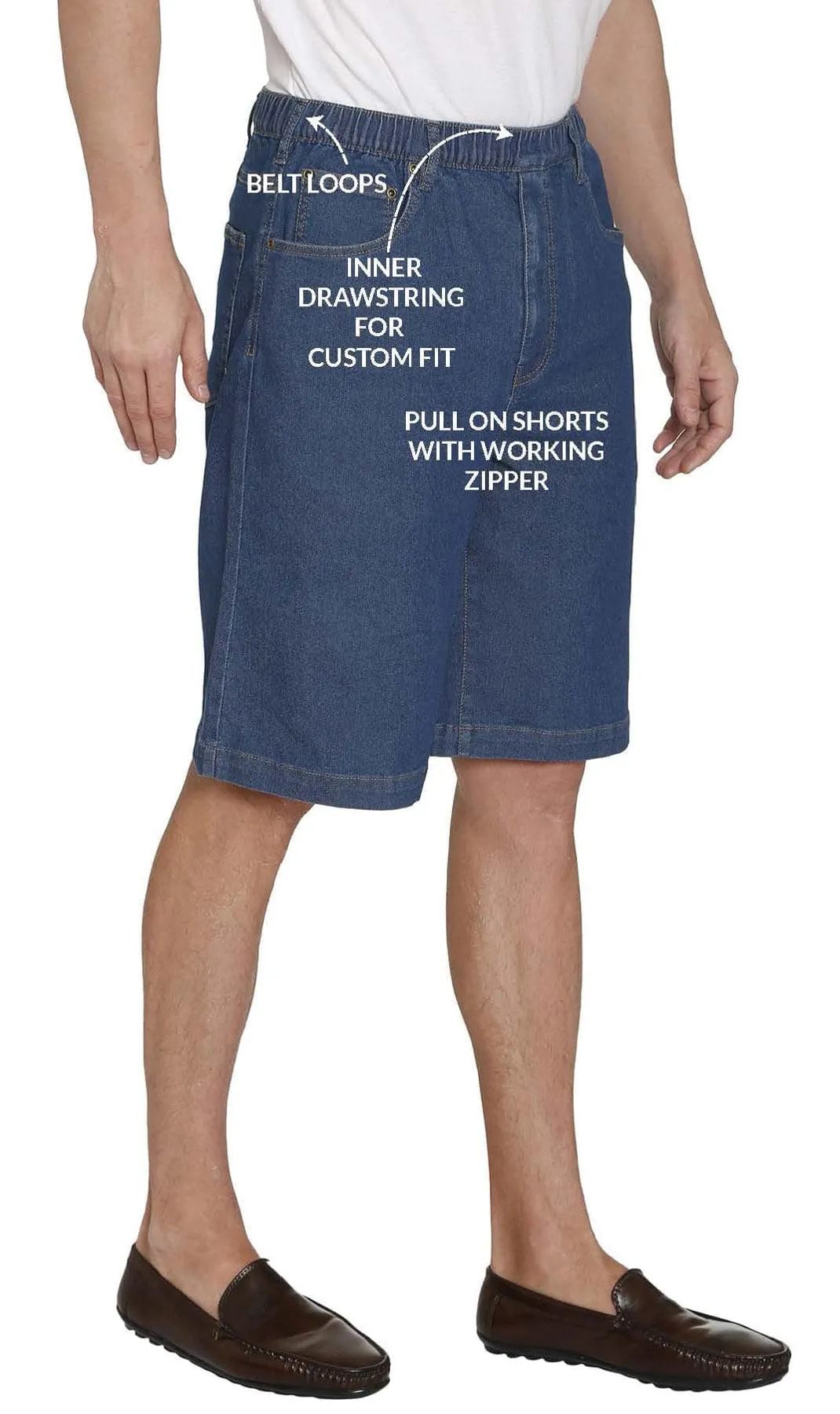 Men's Pull On Shorts – Easy Step-In Styling Free of Buttons and Snaps