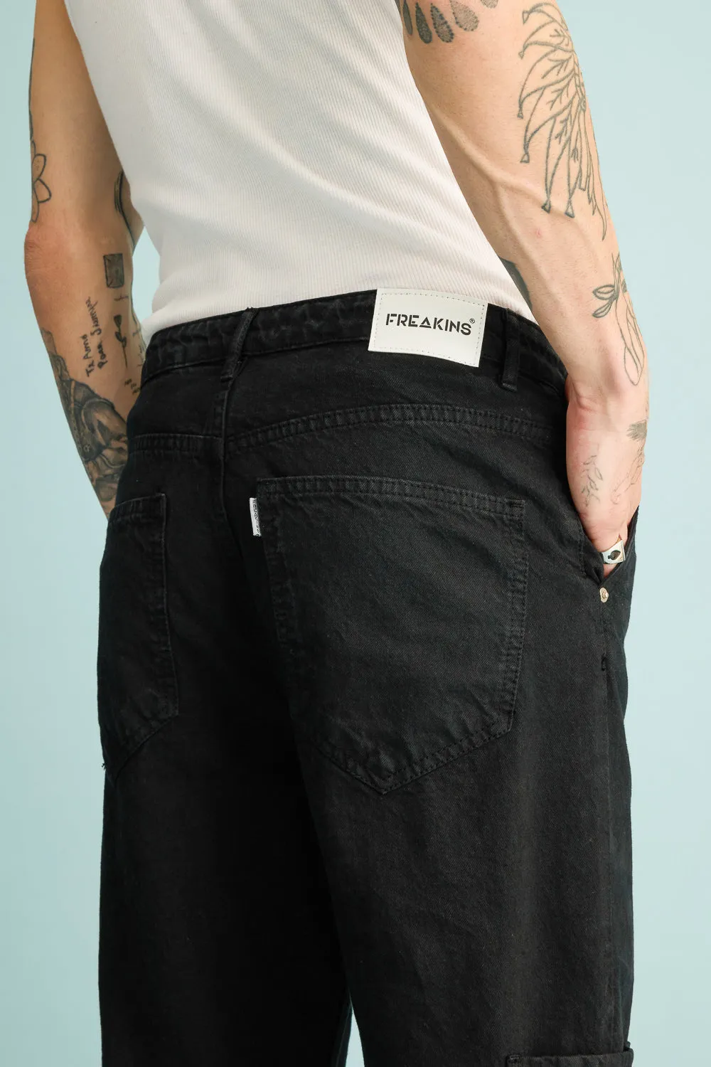 Men's Stealth Black Denim Cargos