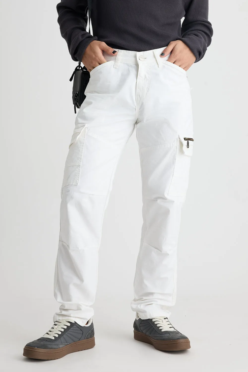 Mens White Od Cargo Pant