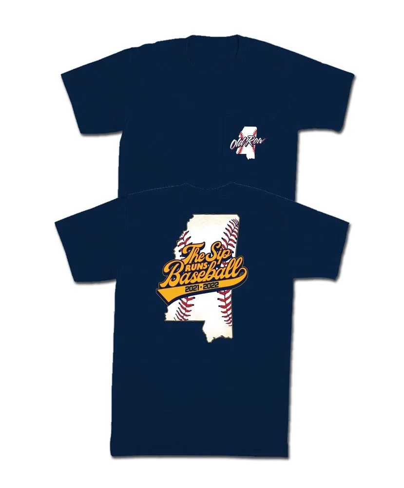 Old Row - The Sip Runs Baseball Tee