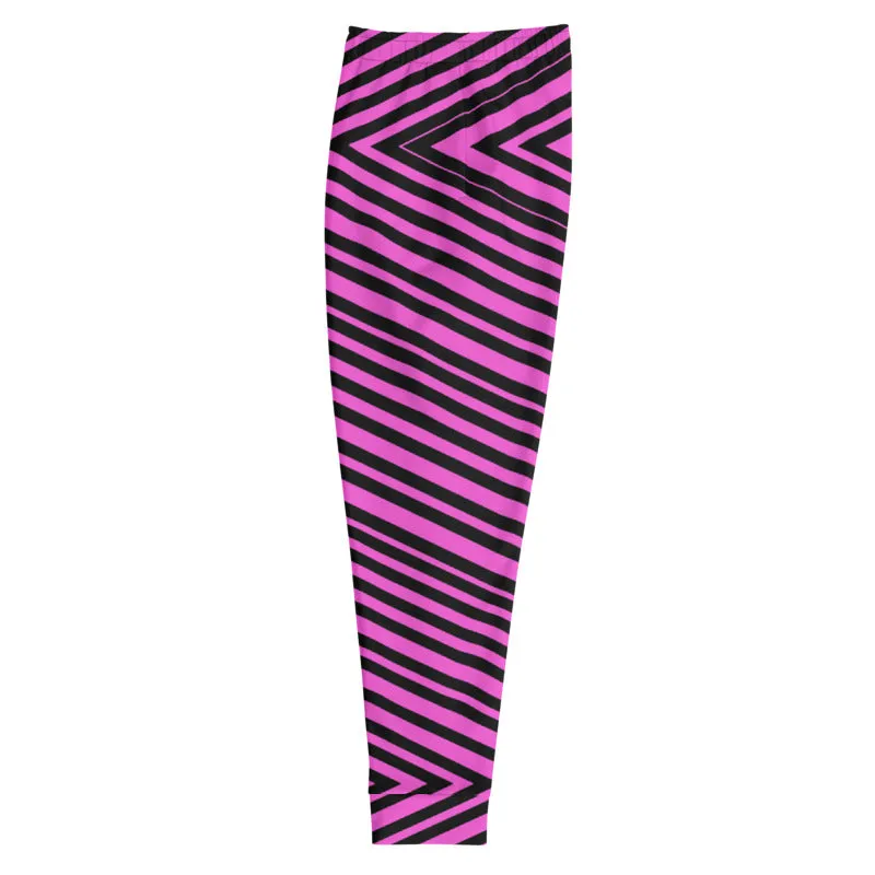 Pink Black V Shape Stripe Print Designer Men's Joggers Jogging Bottoms Pants- Made in EU